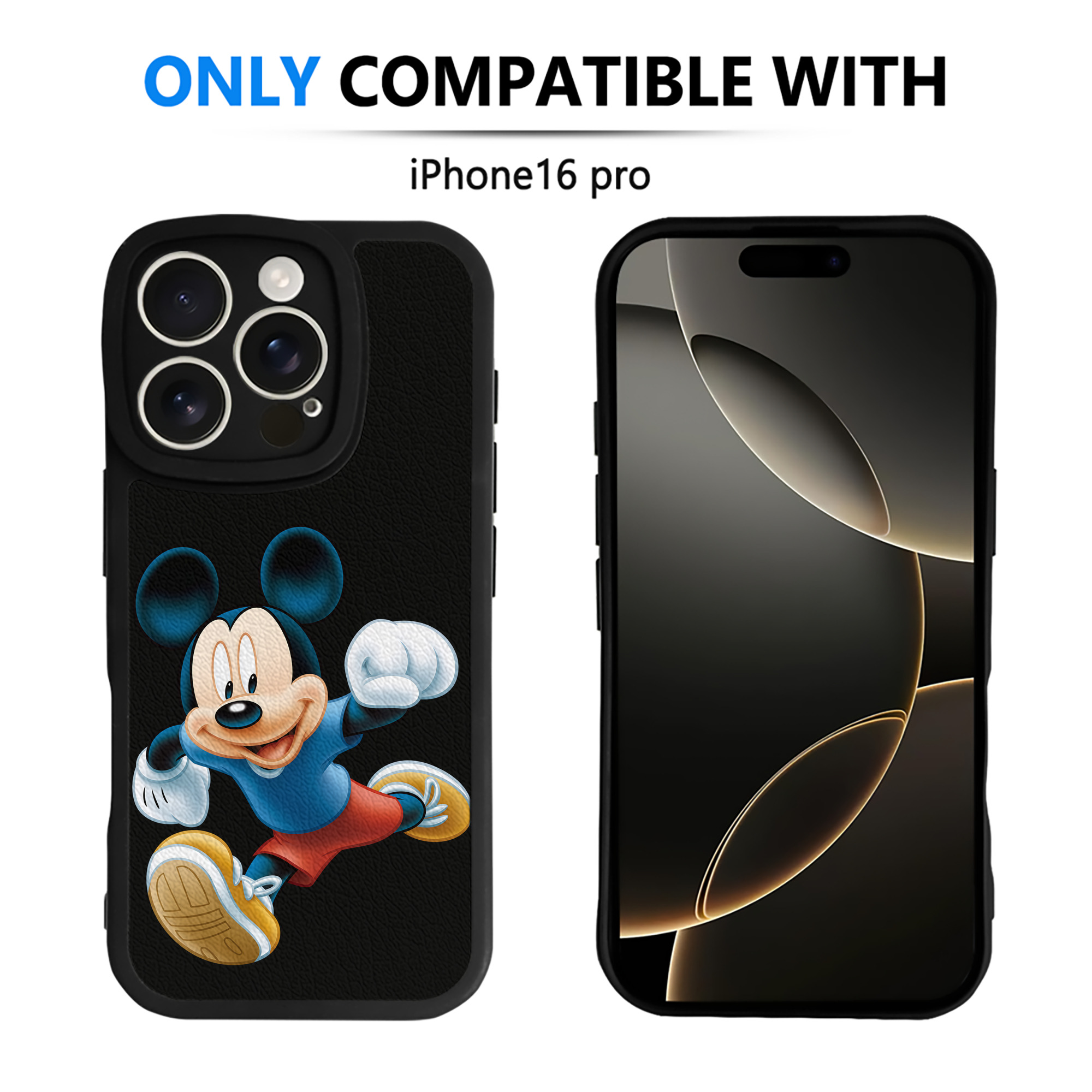 （画像用） ミッキーマウス Mickey Mouse 【iPhone 16シリーズ対応】シリコンスマホケース（レザー調） 材質：シリコン